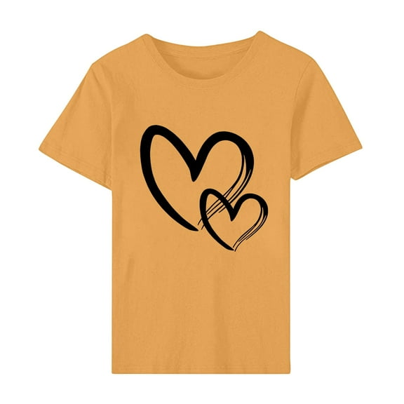 abtuhar Womens Plus Size Tops,Womens Tops,Women's Casual Round Neck Print T-shirt Stylish And Comfortable Womens Blouse Yellow XXL