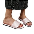 thumbnail image 1 of abtuhar Womens Slides,Slippers for Women,Summer New Solid Color Round Toe Open Toe Lightweight Satin Slippers Pink, 1 of 4