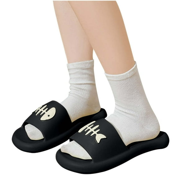 abtuhar Womens Slippers,Slippers for Women,Slippers for Women and Men House Slides Shower Sandals Cushioned Thick Sole Black