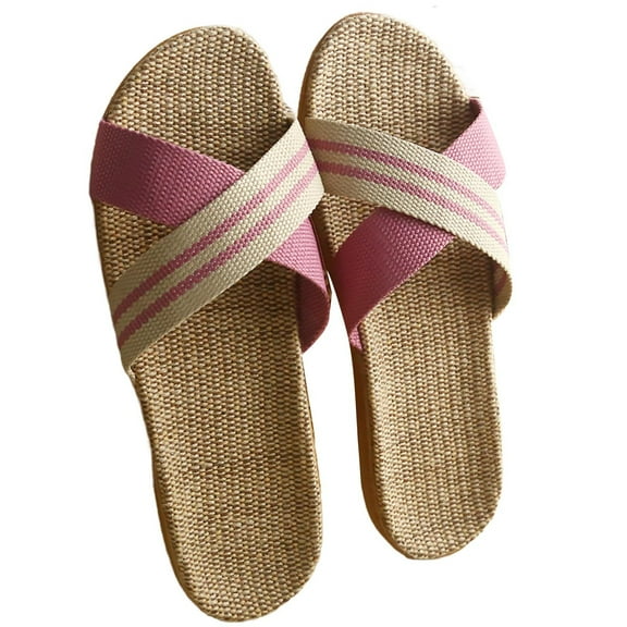 abtuhar Womens Slippers,Slippers for Women,Women's Linen Slippers Summer Thick Sole Non Slip Soft Sole Beach Cool Slippers Purple
