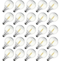 abulber 25 Pack G40 LED Replacement Bulbs, Clear Plastic Shatterproof Waterproof Outdoor String Light Bulbs,120V 0.6W E12 2700K,Warm White.