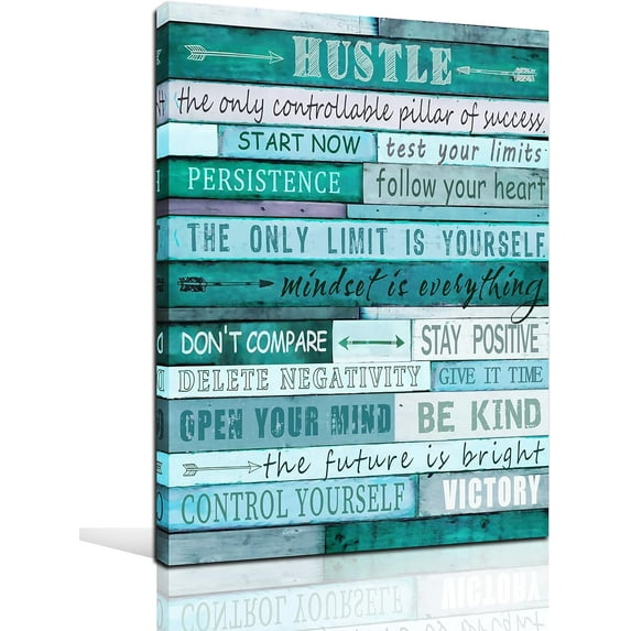 aburaeart Positive Quotes Wall-Decor - Teal Canvas Wall Art For Office - Inspirational Gift For Teen Boy Ready To Hang Size 12" x 16"