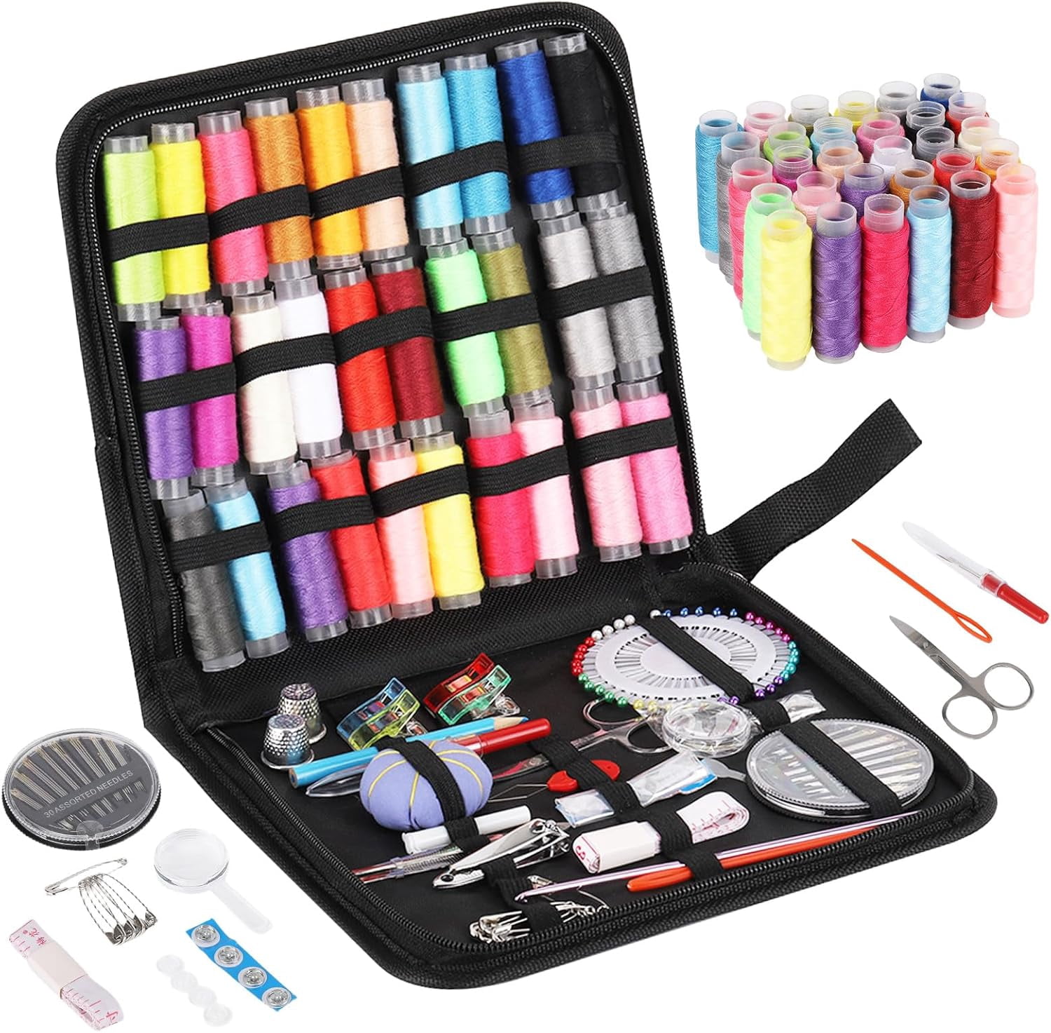 Sewing Kit for Adults, 131pcs Portable Hand Needle and Thread Kit for Sewing, Essential Sewing Supplies and Accessories for Adults, Beginner, Home, Travel