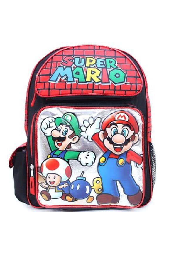 Backpack - Nintendo - Super Mario - Silver/Red Large School Bag New 073545