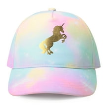 accsa Girls Cute Unicorn Baseball Hat Tie-Dye Kids Hat for Summer Baseball Cap with Adjustable Snapback