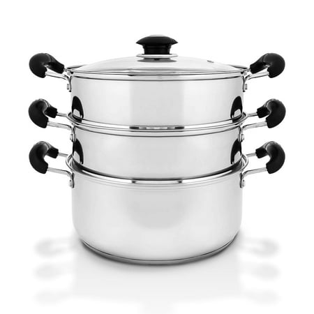 CONCORD 10" Stainless Steel 3 Tier Steamer Steaming Pot Cookware 24 CM (Induction Compatible)