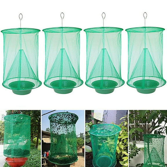 4 Pack The Ranch Fly Trapper Reusable Pest Bug Fly Catcher Killer Cage Net Trap for Outdoor
