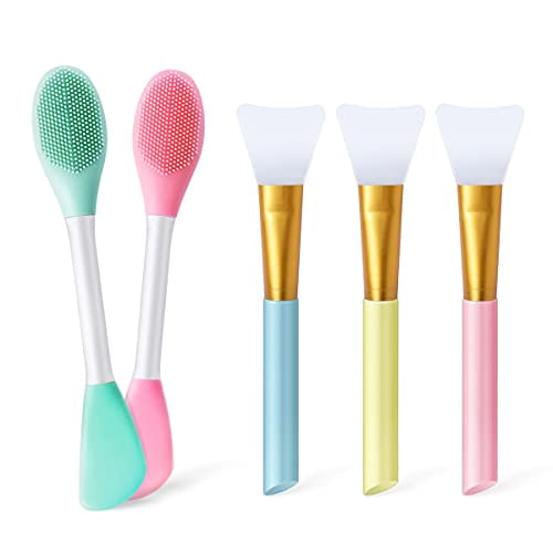 Acdanc 5pcs Silicone Face Mask Brush Applicator, Travel Skincare 