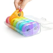 acdanc AIXPI Dose Weekly (7-Day) Pill Organizer, Vitamin and Medicine Box, Large Pop-out Compartments, 2 Times a Day, Rainbow Colors
