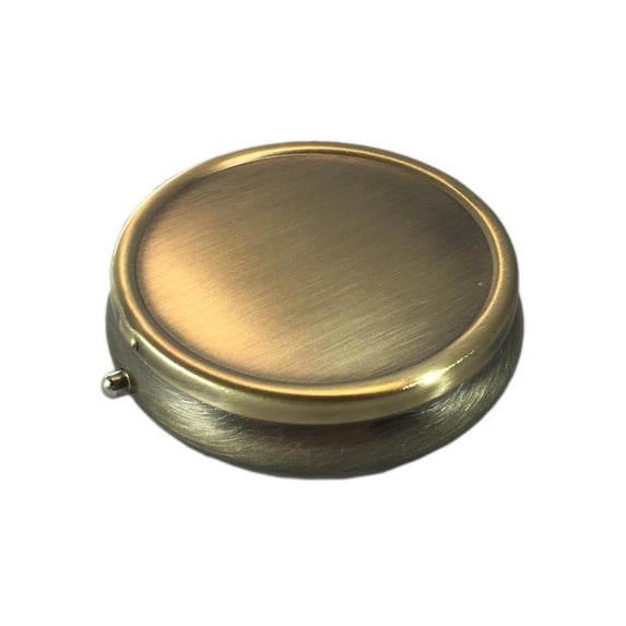 acdanc Classic Brass Daily Pocket Travel Sized Pill Box Case with Divider (Round 3-Section)
