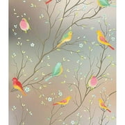 acdanc Color bird Window Privacy Film, Glass Static Cling Window Sticker, Non-Adhesive Sun Covering for Home Office Bathroom Decorative