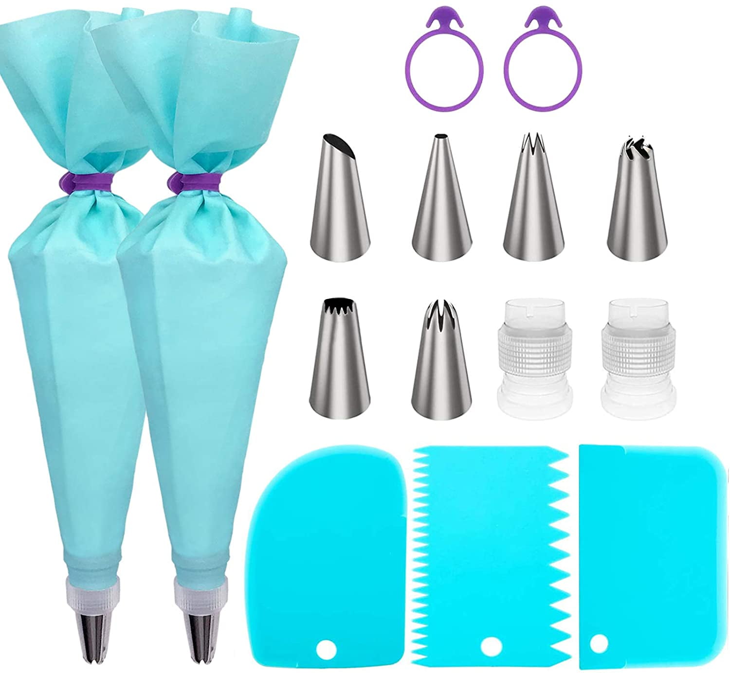 Decorating Bag and Tips Set, Baking Cake Decoration Supplies, with Reusable Pastry Bags and Tips, Standard Converter, Silicone Ring, Cake Decoration Tools for Biscuit Frosting, Cakes, Cupcakes