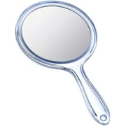 acdanc Hand Mirror Double-Sided Handheld Mirror 1X/ 2X Magnifying Mirror with Handle Transparent Hand Mirror Rounded Shape Makeup Mirror