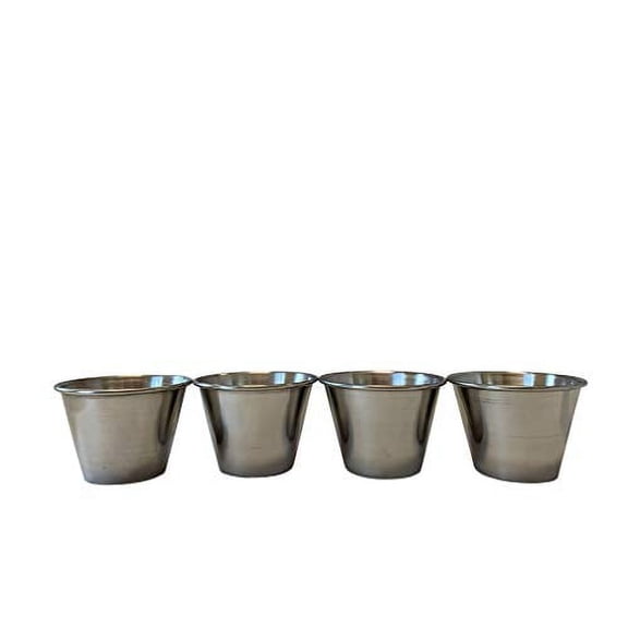 acdanc Steel Sauce Cups 2.5 oz Ramekins for Condiments Dipping Portions (4)