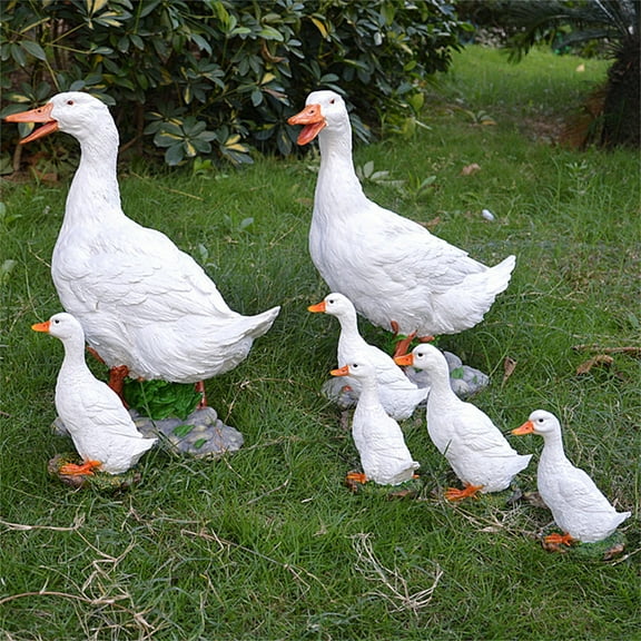 Travelwnat Outdoor Family Duck Statue Mother Child Duck Children's Garden Statue for Garden Decoration