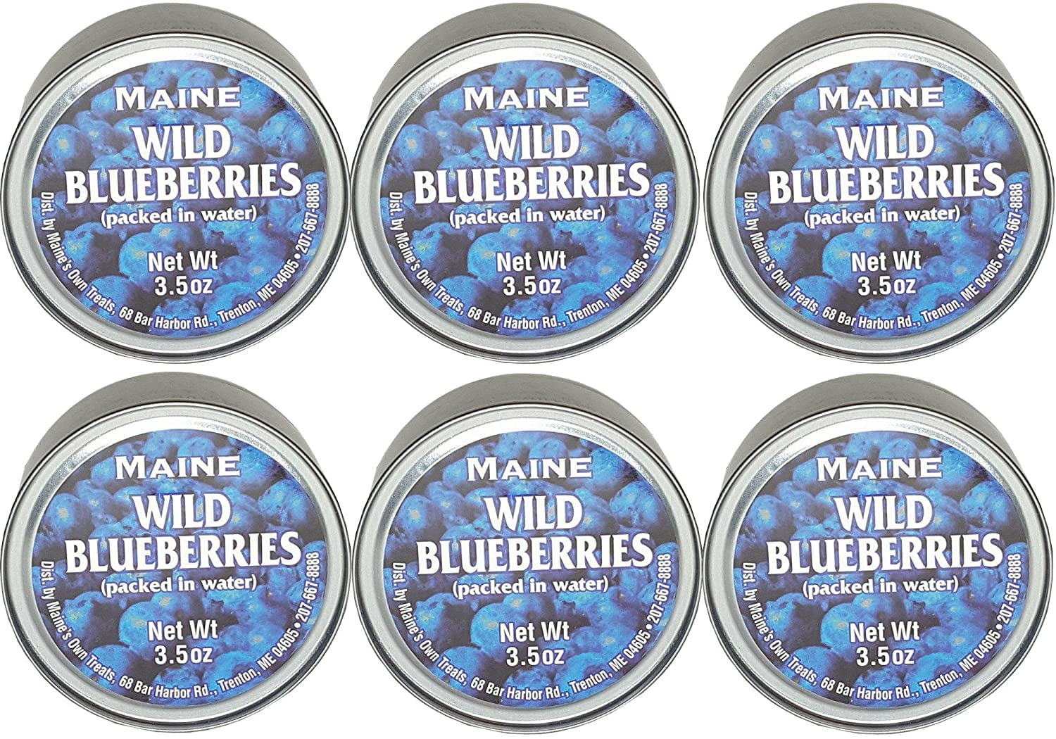 acdanc   Wild Maine Blueberries Packed in Water. 3.5-ounce can - Great for Baking in Muffins and Pancakes (6 Pack)