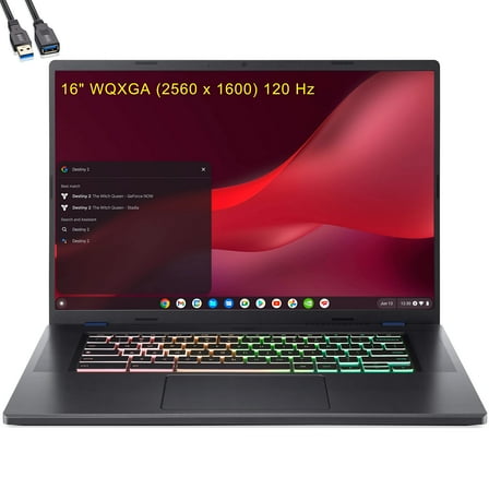 acer 2023 Cloud Gaming Chromebook 516 GE 16" WQXGA 2560 x 1600 120Hz Laptop, 12th Gen Intel 12-Core i5-1240P up to 4.4GHz, 8GB LPDDR4X RAM, 256GB PCIe SSD, WiFi 6, BT 5.2, RGB Backlit KB, Chrome OS