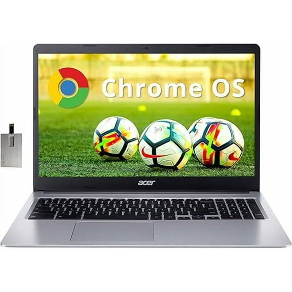 acer Chromebook 315, 15.6" HD Display, Intel Celeron N4020, 4GB LPDDR4, 64GB eMMC, Intel UHD Graphics 600, Number Pad, 720p HD Camera, Wi-Fi 5, Bluetooth, Chrome OS, Silver, 128GB Hotface USB Card
