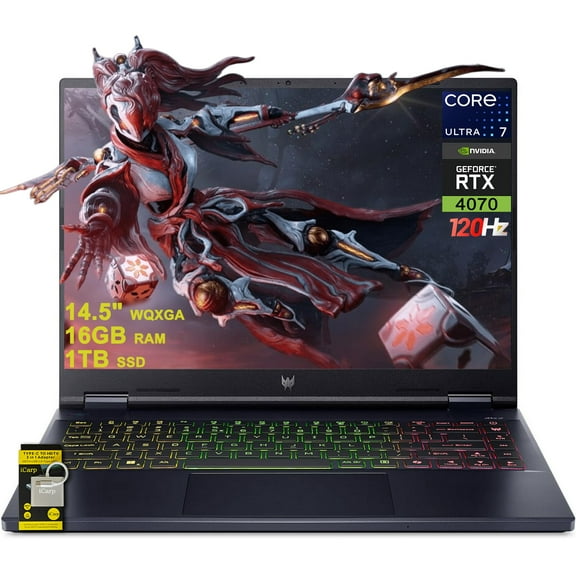 acer Predator Helios Neo 14 Gaming AI PC Laptop 14.5" WQXGA (2560x1600) 120Hz (100% sRGB, G-SYNC) Intel 16-core Ultra 7 155H 16GB RAM 1TB SSD GeForce RTX 4070 RGB Backlit Win11 ICP Hub w/Copilot AI