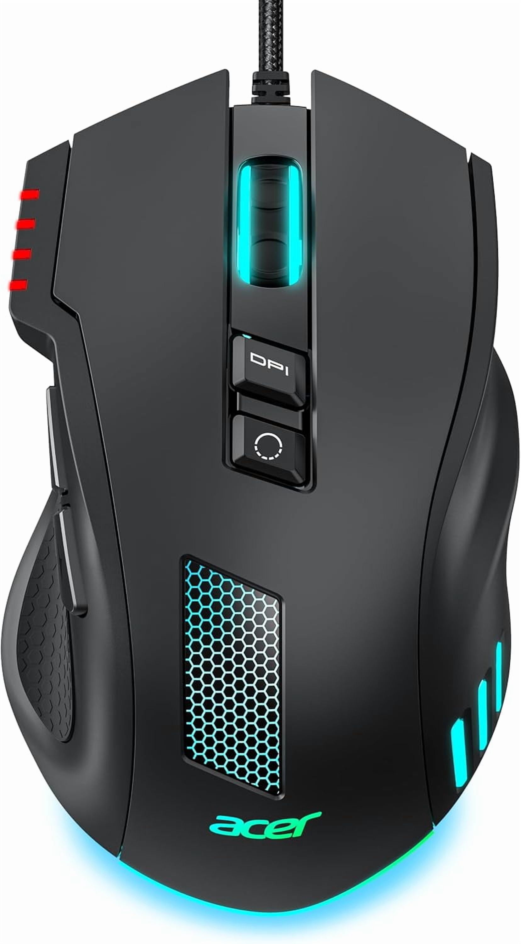 acer Wired Gaming , 12,800 DPI RGB Ergonomic Computer with Optical Sensor, 8 Programmable Buttons, 12 Backlit Modes, Software for DIY Keybinds, Rapid Fire, USB Gaming Mice for Laptop, PC