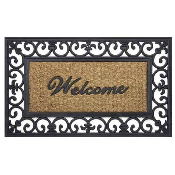Achim Importing Wrought Iron Rubber Mat Fleur De Lis - 18 x 30