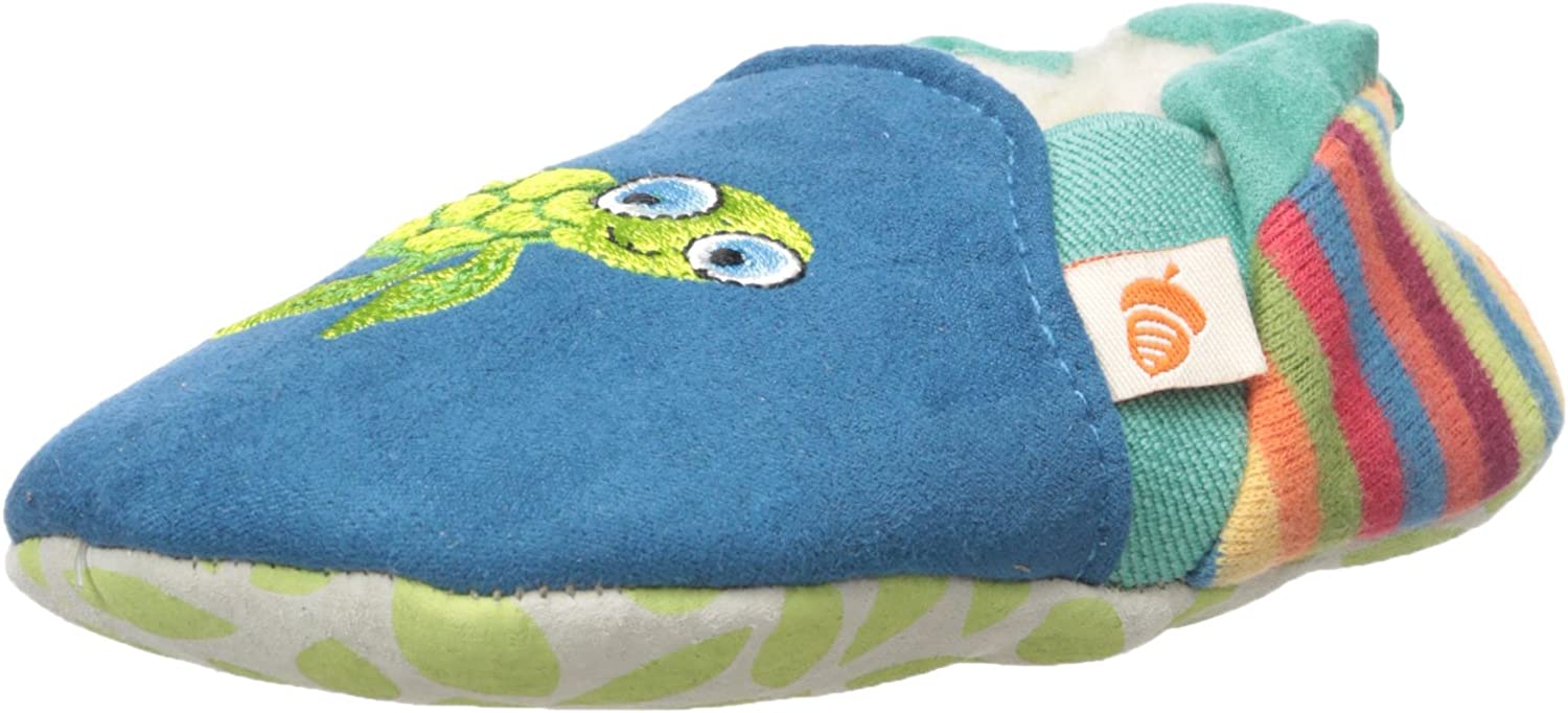 acorn easy-on moc slipper,turquoise turtle,6-12 months m us 