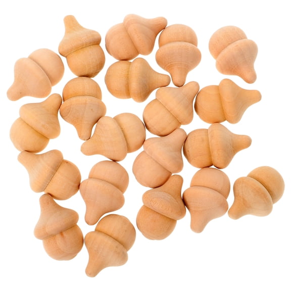 CIMAXIC 20Pcs Unfinished Wooden Acorns Craft Dolls Khaki Natural Wood