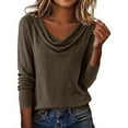 thumbnail image 1 of acuever Brown Women's Pullover Sweater Women's Cowl Neck Sweaters Lightweight Long Sleeve Sweater Basic Knit Pullover Tops Fall Winter Trendy Outfits, 1 of 6