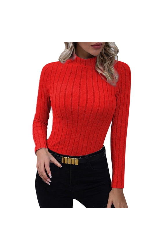 Cozy Pullover Sweater Red Women's Autumn and Winter New Round Neck Long Sleeved Loose Buttons T-Shirts Female Autumn and Winter Comfortable Commute Fashion Long Sleeved Lady T-Shirt
