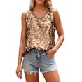 thumbnail image 1 of WCJM Crewneck Sweater Coffee Women Blending Shirts Sequin Sequin Tank Tops for Women Sleeveless Sparkly Glitter Crop Tops Summer Beach Clubwear, 1 of 7