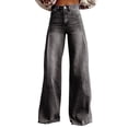 thumbnail image 1 of acuever High Waisted Floor-Length Denim Pants - Women's Vintage Wide Leg Jeans Trendy Loose Fit Style Women's Jeans, 1 of 5