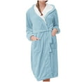 thumbnail image 1 of acuever Light Blue Women Robes Women's Fleece Plush Robe Long Warm Plush Bathrobe Loungewear Printed Comfort Robe, 1 of 4