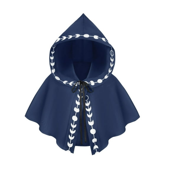 acuever Long Sleeve Medieval Gothic Hooded Cape Shawl Colorful Print Design for Performance and Themed Events