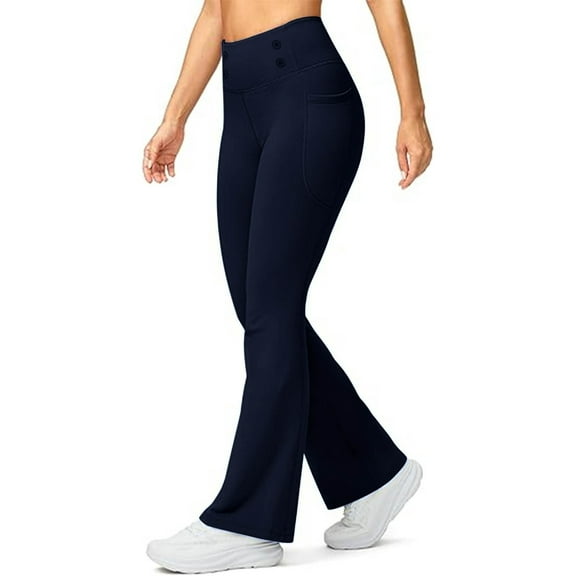acuever Promover Wide Leg Pants Woman Yoga Pants With Pockets Wide Leg Jeans Woman Mid-Rise Insta Stretch Jeans Navy Yoga Pants