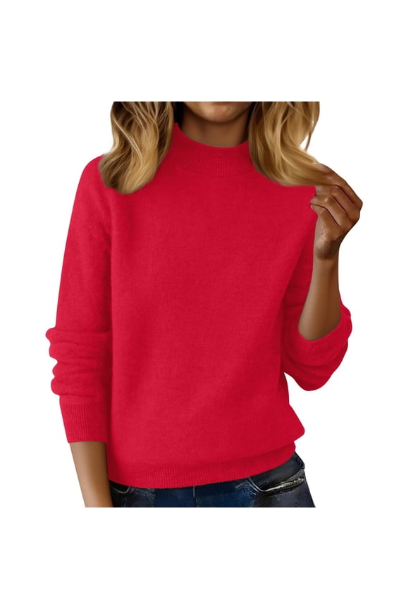 Women's Red Turtleneck Sweater First Line Ready Made Clothing Half Turtleneck Slim Fitting Bottoming Shirt for Women Autumn and Winter 2026 New Sweater Slimming Inner Sweater