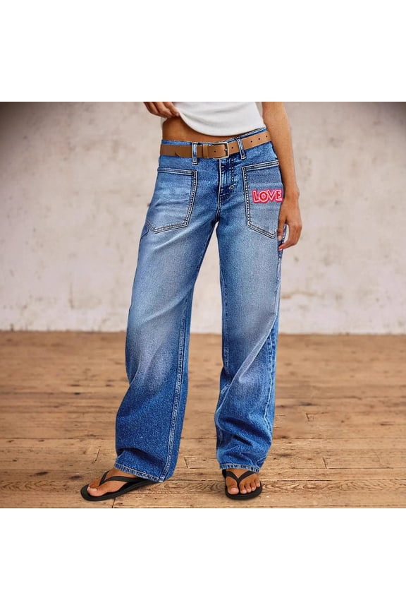 Women's Jeans Relaxed Boyfriend Fit Denim Valentine’S Day Valentine's Day