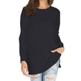 thumbnail image 1 of WCJM Women's Long Sleeve T-Shirt Black Casual Basic Women's Long Sleeve T-Shirt Comfort Top Women Blending Shirts, 1 of 4