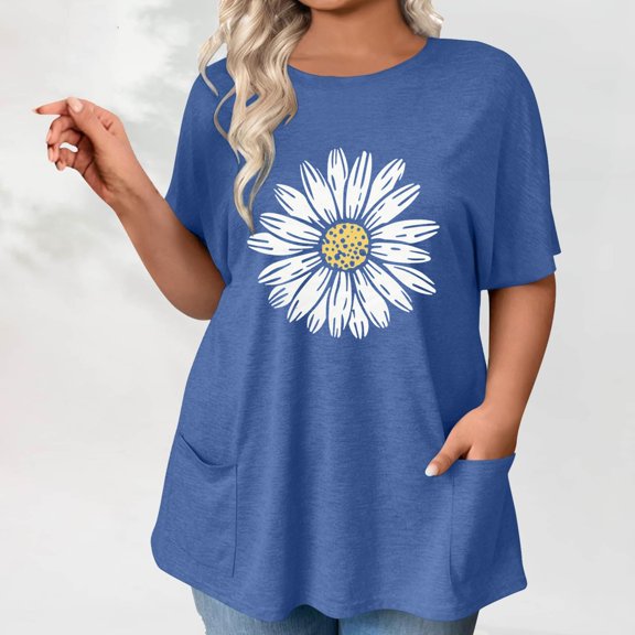 WCJM Women's Short Sleeve T-Shirt Women's Plus - Size Baggy Crew - Neck Short - Sleeve T - Shirt With Double Pockets Women Blending Shirts
