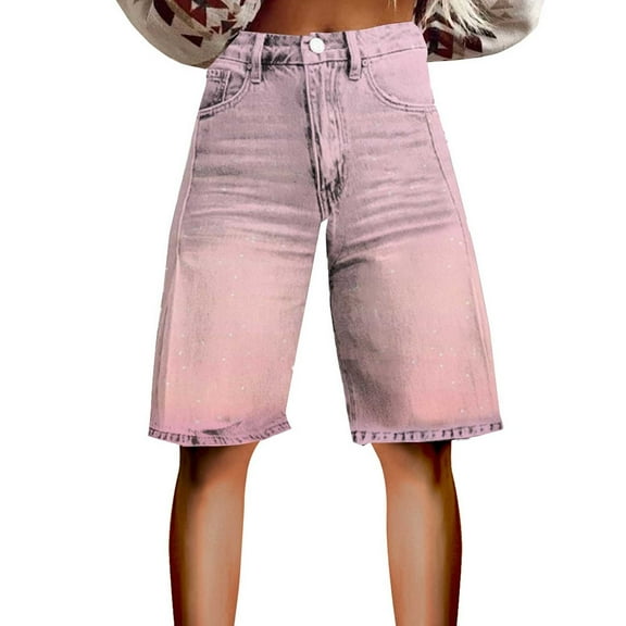 acuever Womens Mid-High Waisted Ripped Denim Jean Shorts Cutoff Stretchy Summer Hot Short Pants(S)