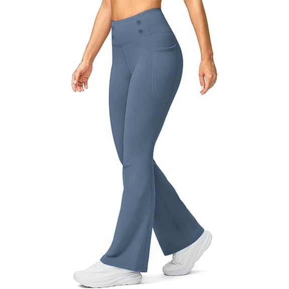acuever Yoga Pants Women Wide Leg Pants With Pockets High Waisted Strechy Pants Women's Ultra Comfort Motion Bootcut Jean Blue Yoga Pants