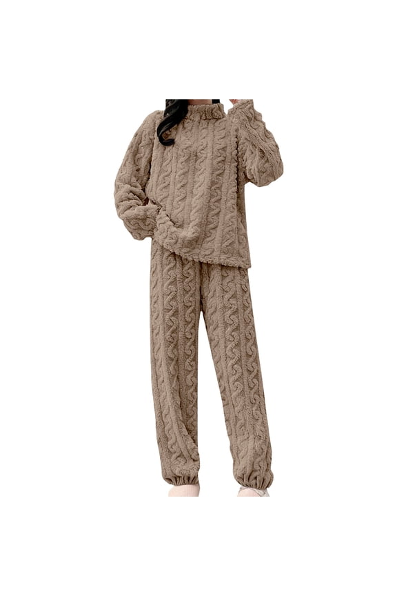 plus size pajamas for women set pajamas for women set winter Womens Fuzzy Pajama Sets Warm Cozy Winter Sets Fleece Set Loose Comfy Ladies Plush Sleepwear women flannel pajama set