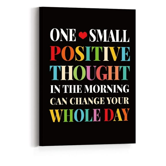 ad One Small Positive Thought in the Morning Wall Decor,Inspirational Quotes Wall Art for Women Teens,Motivational Canvas Wall Art for Home Office Bathroom yj