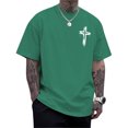 thumbnail image 1 of adaychics Christian T Shirts for Men Cross Print Short Sleeve Crew Neck Tees Summer Oversized Cotton Tops for Daily Wear, 1 of 10