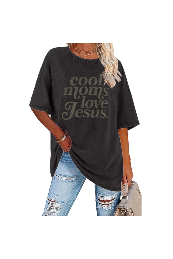 Christian Tshirts Women Jesus Vintage Short Sleeve Crewneck Religious Graphic Tees Summer Top for Travel