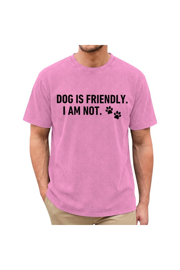 Dog Is Friendly I Am Not T Shirt Crew Neck Short Sleeve Retro Graphic Tee Loose Summer Tops for Party