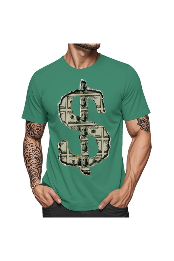 Funny Mens Tshirts Dollar Crew Neck Casual Graphic Tees Cotton Summer Clothes Everyday Wear