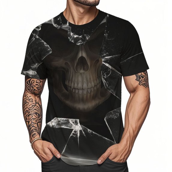 adaychics Graphic Tees Men Printed Short Sleeve Crewneck T-Shirts Regular Fit Trendy Tee Top for Travel Dating Daily Wear