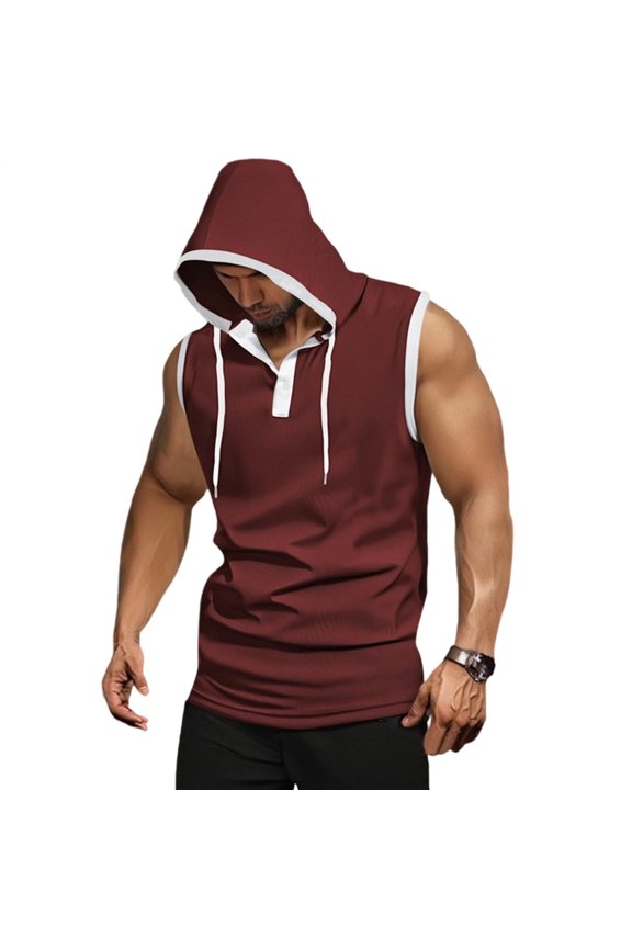 Hooded Tank Top Men Quick-Dry Sleeveless Cut Off Hoodie Shirts Muscle Bodybuilding Undershirts for Boxing