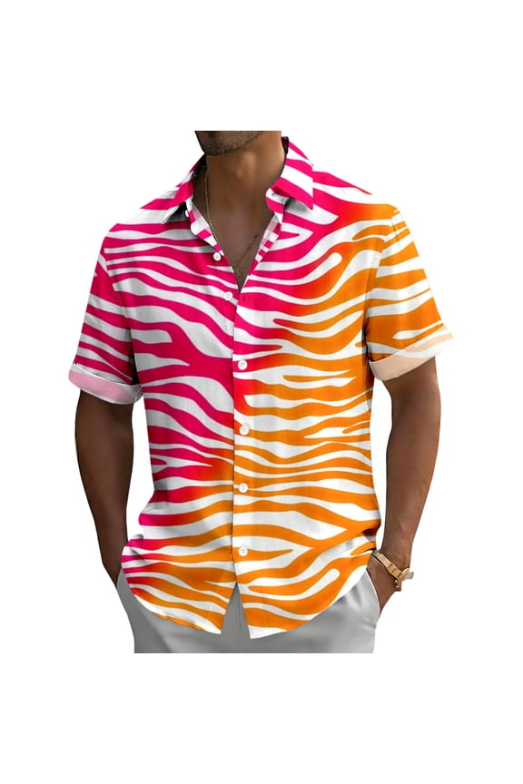 Leopard Shirt Men Short Sleeve Beach Button Up Shirts Fashion Casual Clothing for Everyday Wear