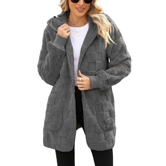 adaychics Long Cardigan With Hood Oversized Solid Color Cardigan Long Warm Winter Hoodie Coat for Dating Streetwear